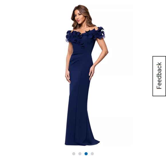 Xscape navy blue formal gown - floor length - Picture 3 of 9